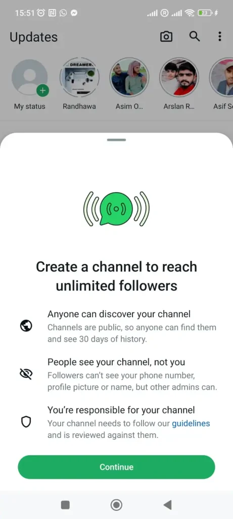  click on create channelk and continue 