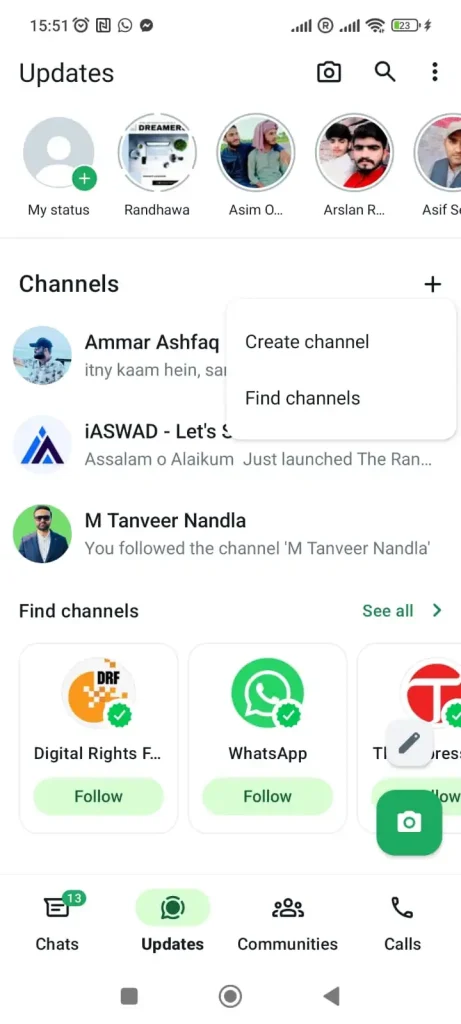 click on + for create channel